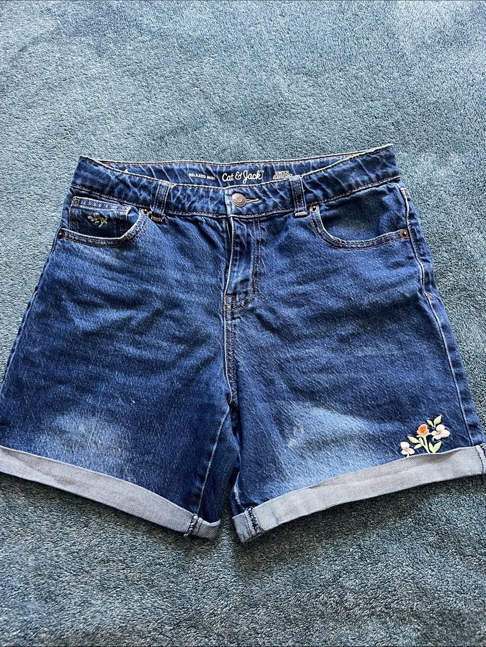 Cat & Jack Blue Denim Women's Shorts with Floral Detail